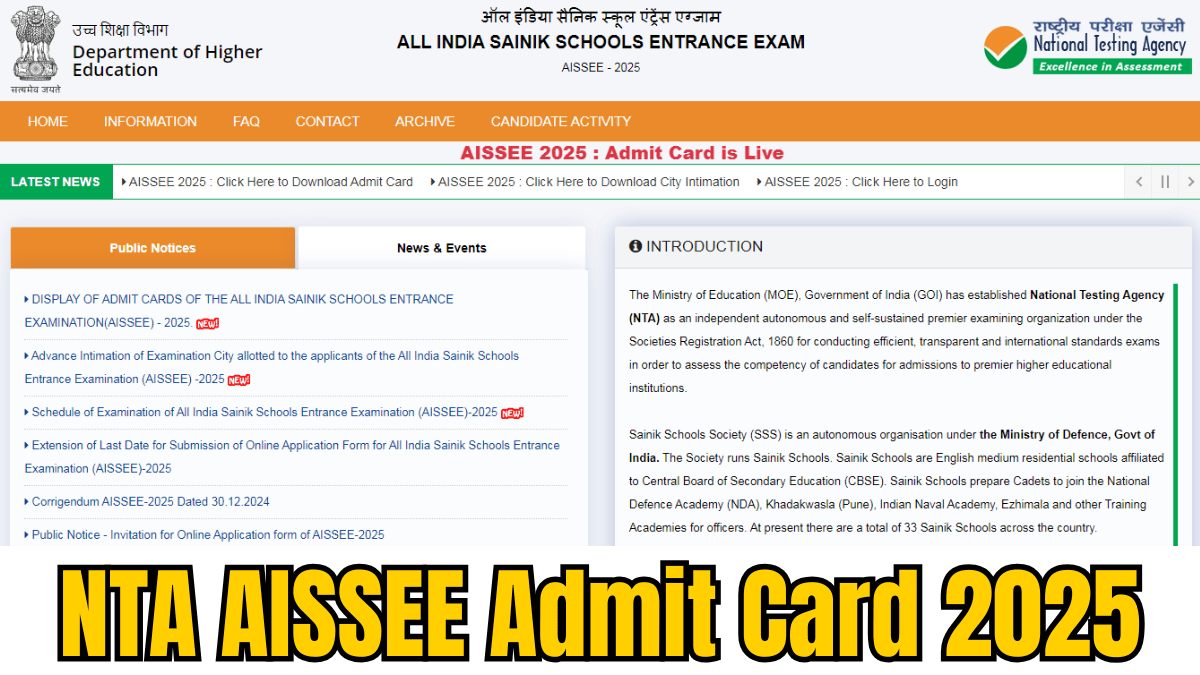 NTA AISSEE Admit Card 2025