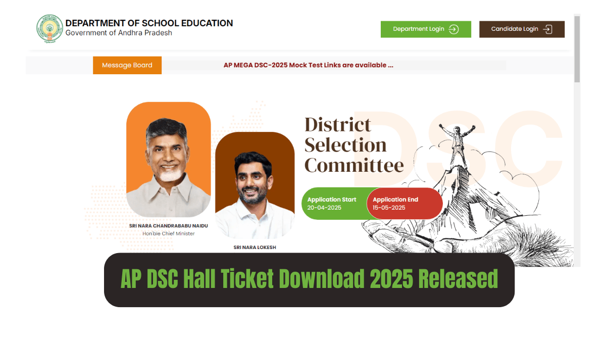 AP DSC Hall Ticket Download 2025