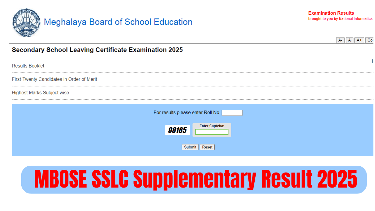 MBOSE SSLC Supplementary Result 2025
