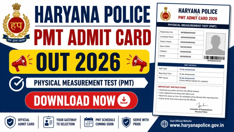 HSSC Haryana Police PMT PST Admit Card 2026 Out